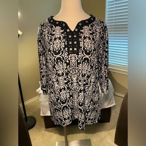 JM Collection Woman — Women’s Tunic with Beaded Neckline, US Size 3X